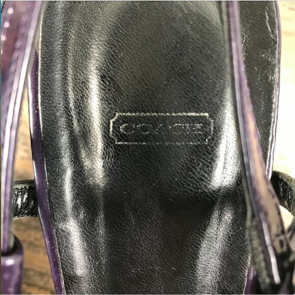 COACH VTG Italian Leather Slingback Pump Heels Sz 8 B Black/Plum Party Rare Y2K - Picture 10 of 11